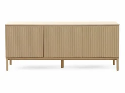 Aparador con ranuras acanaladas en puertas y laterales Beige New