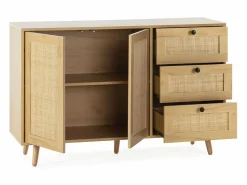VS Venta-stock Aparador Bella 3 cajones y 2 puertas color roble, 120 cm Marru00f3n Outlet
