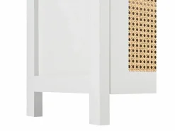Aparador - Aparador con 4 puertas de ratán y tiradores de metal - para comedor y salón Blanco Sale