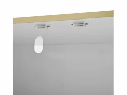 OKWISH Aparador con 2 cajones y 2 puertas de cristal, tiradores y patas dorados - para salón y comedor Blanco New