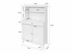 Aparador Cocina Cómoda Armario de almacenamiento Buffet de cocina L90 x D40 x H148cm FSB26-W ES^Sobuy Sale