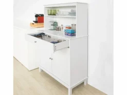 Aparador Cocina Cómoda Armario de almacenamiento Buffet de cocina L90 x D40 x H148cm FSB26-W ES^Sobuy Sale