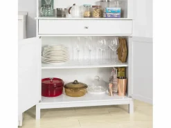 Aparador Cocina Cómoda Armario de almacenamiento Buffet de cocina L90 x D40 x H148cm FSB26-W ES^Sobuy Sale