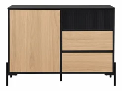 Vente-unique Aparador con 1 puerta y 3 cajones - Negro y natural claro - GLARODI Negro / Color natural claro Online