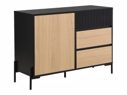 Vente-unique Aparador con 1 puerta y 3 cajones - Negro y natural claro - GLARODI Negro / Color natural claro Online