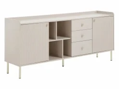 Vente-unique Aparador con 2 puertas, 3 cajones y 4 huecos - y dorado - LUNAOR Beige New