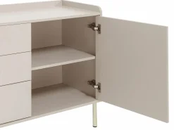 Vente-unique Aparador con 2 puertas, 3 cajones y 4 huecos - y dorado - LUNAOR Beige New