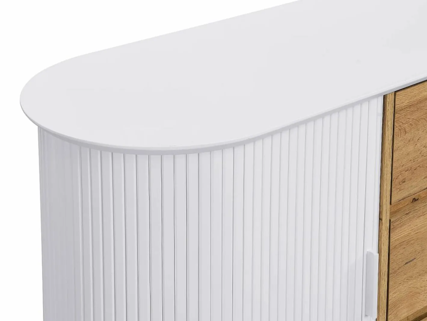 Vente-unique Aparador con 2 puertas correderas y 3 cajones de MDF - Natural y blanco - VELURANI Color natural claro / Blanco Sale