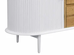 Vente-unique Aparador con 2 puertas correderas y 3 cajones de MDF - Natural y blanco - VELURANI Color natural claro / Blanco Sale