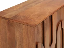 Aparador con 3 puertas de madera de mango y metal negro - Natural - MIZORAM^Maison Céphy Sale