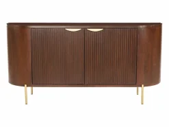 Maison Céphy Aparador con 2 puertas de madera de mango y metal - Natural y dorado - NEVILI Color natural oscuro / Dorado