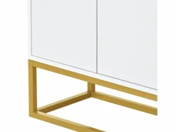 ModernLuxe Aparador con 4 puertas sin tirador - estilo contemporáneo - madera + metal - Blanco Sale