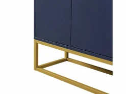 ModernLuxe Aparador con 4 puertas sin tirador - estilo contemporáneo - madera + metal - azul Azul oscuro Clearance