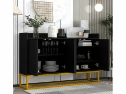 ModernLuxe Aparador|Aparador con 4 puertas sin tirador - estilo contemporáneo - madera + metal -