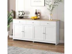 Aparador con 4 puertas y 3 cajones - mueble de almacenaje - mueble de madera - (160x37x75 cm)^ Online