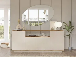 Vente-unique Aparador|Aparador con 4 puertas y 1 estante - Beige y natural - LOTULA