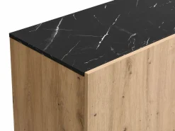 Vente-unique Aparador con 2 puertas y 3 cajón de MDF - Natural y efecto mármol negro - LIOMENA Negro / Color natural claro Hot