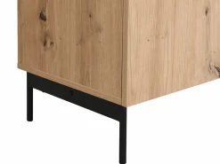 Vente-unique Aparador con 2 puertas y 3 cajón de MDF - Natural y efecto mármol negro - LIOMENA Negro / Color natural claro Hot