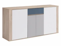 Vente-unique Aparador con 4 puertas y 1 cajón - Multicolor - FILUTIA Color natural claro / Blanco / Multicolor Sale