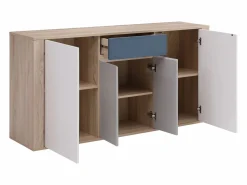 Vente-unique Aparador con 4 puertas y 1 cajón - Multicolor - FILUTIA Color natural claro / Blanco / Multicolor Sale