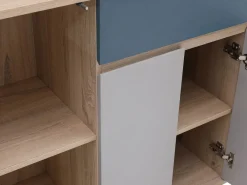 Vente-unique Aparador con 4 puertas y 1 cajón - Multicolor - FILUTIA Color natural claro / Blanco / Multicolor Sale
