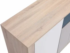 Vente-unique Aparador con 4 puertas y 1 cajón - Multicolor - FILUTIA Color natural claro / Blanco / Multicolor Sale