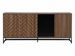 Aparador con 3 puertas y 3 cajones de MDF - Natural y negro - CARATANA^Vente-unique Discount