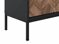 Vente-unique Aparador con 2 puertas y 3 cajones - Negro y Natural oscuro - MIALINE Negro / Color natural oscuro Outlet