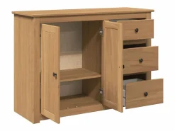 Clicnbuy Aparador con cajones Panama madera maciza pino 112x40x80 cm Marru00f3n Clearance