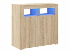 Aparador con luces LED roble Sonoma 80x35x75 cm^vidaxl Sale