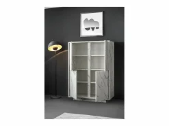 Meublorama Vitrina Para Vajilla|Aparador de 4 puertas, colección COLOMARMO, color efecto mármol, ideal para su salón o comedor.