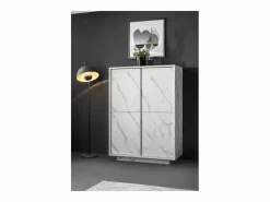 Meublorama Vitrina Para Vajilla|Aparador de 4 puertas, colección COLOMARMO, color efecto mármol, ideal para su salón o comedor.