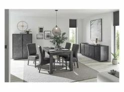 Meublorama Vitrina Para Vajilla|Aparador de 4 puertas, colección COLOMARMO, color efecto mármol, ideal para su sala de estar o comedor.