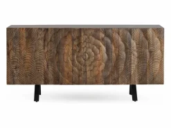 Aparador de 3 puertas de madera maciza de mango con patas negras^ Discount