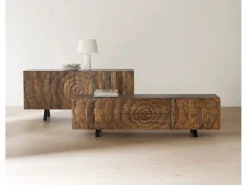 Aparador de 3 puertas de madera maciza de mango con patas negras^ Discount