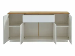 Vente-unique Aparador de 4 puertas y 1 cajón. MDF lacado en blanco. AMANI Color natural claro / Blanco Hot