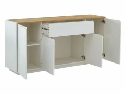 Vente-unique Aparador de 4 puertas y 1 cajón. MDF lacado en blanco. AMANI Color natural claro / Blanco Hot