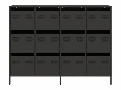 vidaxl Aparador de acero laminado en frío 135x39x103,5 cm Negro Clearance