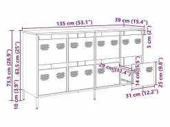 vidaxl Aparador De Cocina|Aparador de acero laminado en frío 135x39x73,5 cm