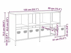 vidaxl Aparador de acero laminado en frío 135x39x73,5 cm Rosa Online