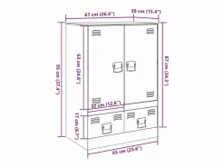 vidaxl Aparador de acero 67x39x95 cm Negro Outlet