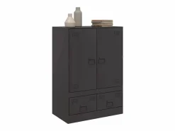 vidaxl Aparador de acero 67x39x95 cm Negro Outlet