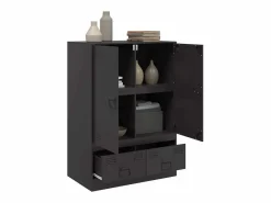vidaxl Aparador de acero 67x39x95 cm Negro Outlet