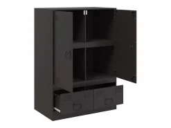 vidaxl Aparador de acero 67x39x95 cm Negro Outlet