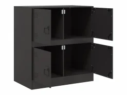 vidaxl Aparador de acero 67x39x73 cm Negro Discount