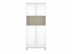 Aparador de cocina - 4 puertas, 1 hueco - Blanco y roble - WAJDI^Vente-unique Online