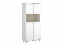 Aparador de cocina - 4 puertas, 1 hueco - Blanco y roble - WAJDI^Vente-unique Online