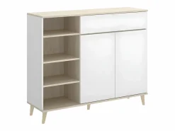 Aparador de cocina - 2 puertas, 1 cajón y 4 estantes - Blanco y roble - WAJDI^Vente-unique Hot