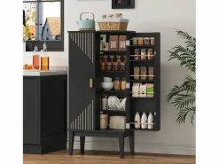 Merax Aparador de cocina - 120 x 59 x 30 cm - con 2 puertas con estantes - estilo vintage - MDF - Negro Best