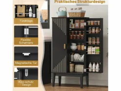 Merax Aparador de cocina - 120 x 59 x 30 cm - con 2 puertas con estantes - estilo vintage - MDF - Negro Best
